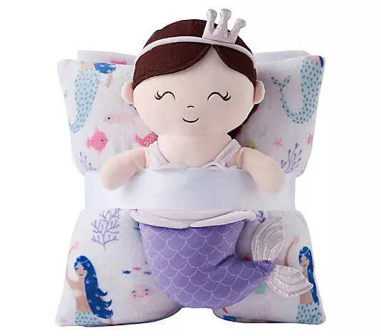 Olivia & Finn 3-Piece Mermaid Throw and Decorative Pillow Set - QVC.com | QVC
