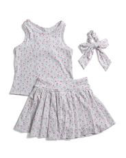 Girls 2pc Racerback Tank Top And Pleated Skort Set With Scrunchie | TJ Maxx