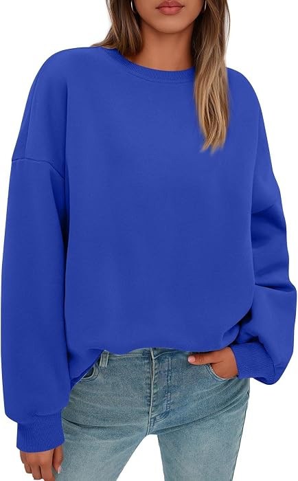 Crew Neck Sweatshirts Women Comfort Fleece Oversized Sweatshirt Plain Pullover Sweatshirts No Hoo... | Amazon (US)