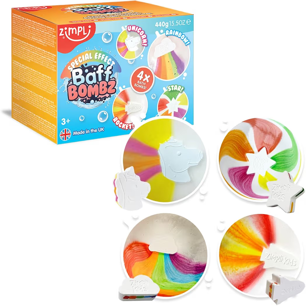 4 x Large Special Effect Bath Bombs Gift Set, Cloud Rainbow, Rocket, Moon & Star Fizzers, Ideal Birthday Present for Children, Montessori Bath Toy, Value Party Bag Fillers, Moisturising for Dry Skin | Amazon (US)