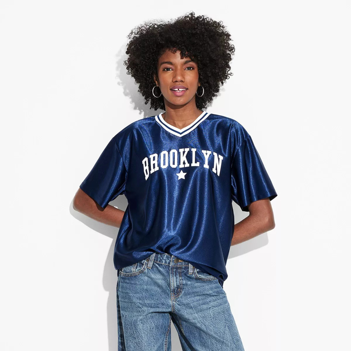 Women's Brooklyn Graphic Jersey - Navy Blue | Target