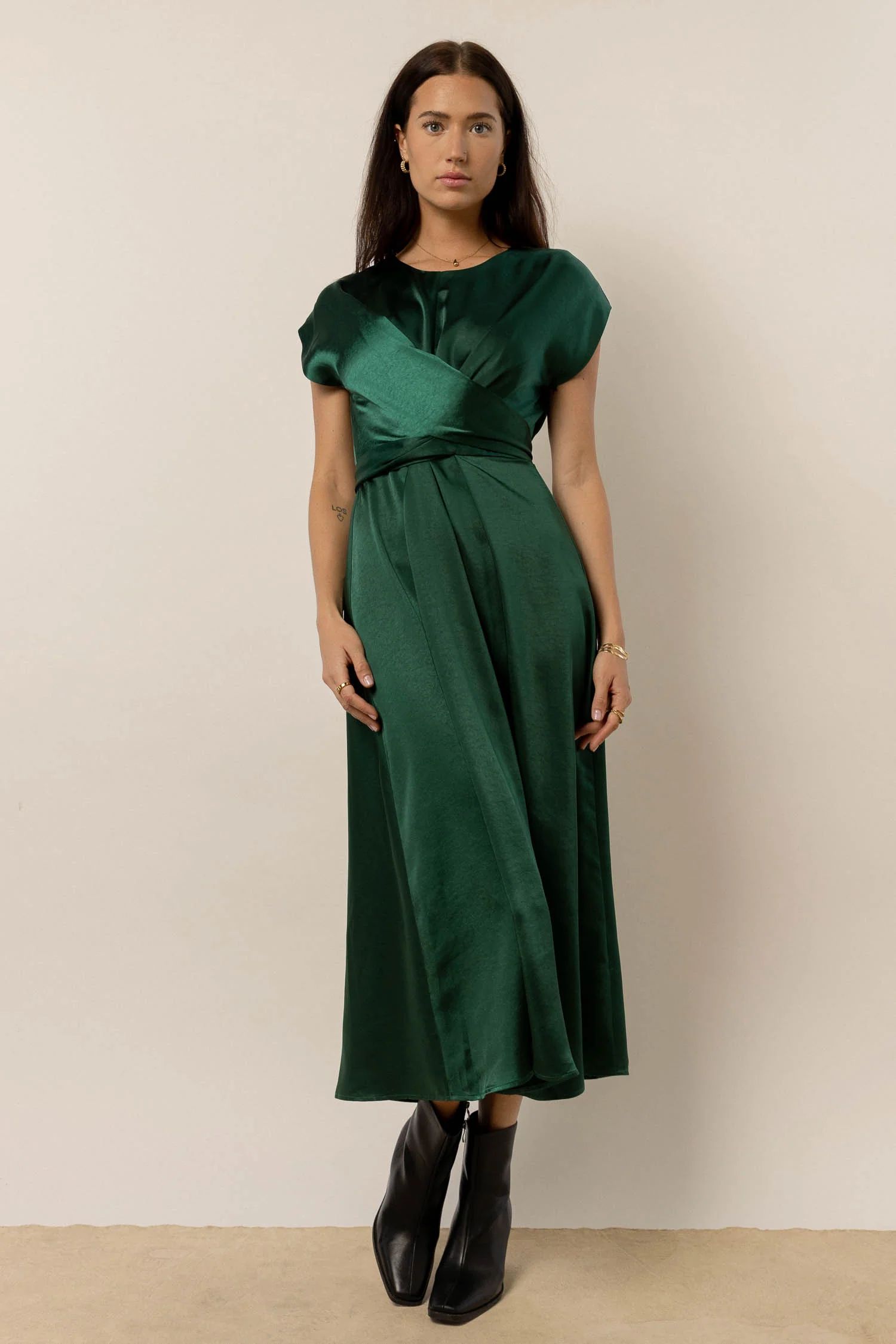 Rosalind Midi Dress in Emerald - böhme | Bohme