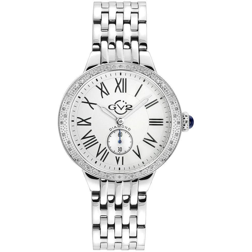 GV2 Astor Women's Silver Case, White  Dial Stainless Steel Watch | Shop Premium Outlets
