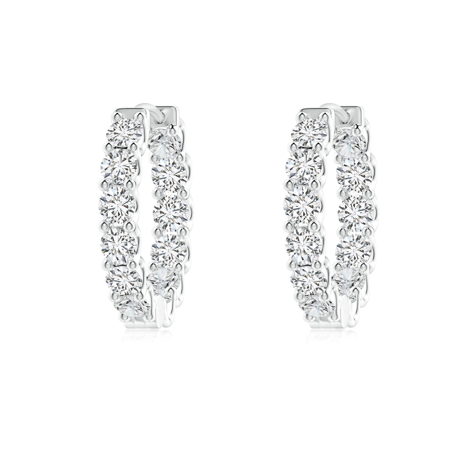 Prong-Set Diamond Inside Out Hoop Earrings in 14K White Gold (H, SI2 - 1.01CT. TW.) | Angara | Angara US
