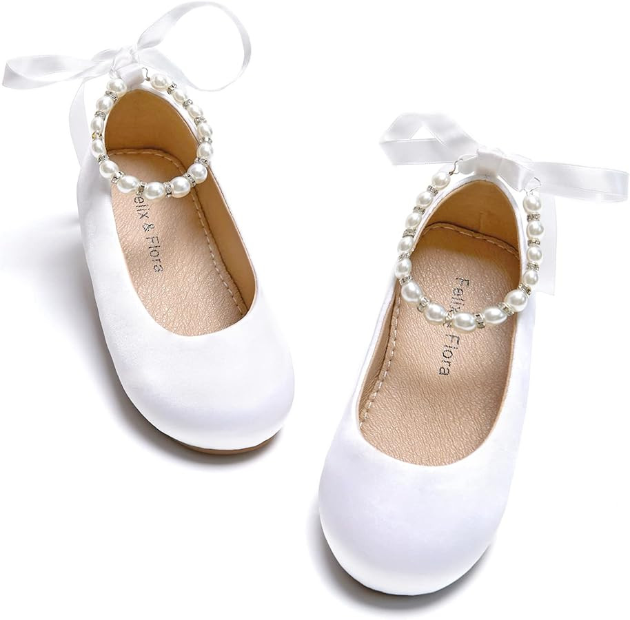 Felix & Flora Girls Toddler Little Ballet Shoes - Flower Girls Mary Jane Flats Dress Shoes Party ... | Amazon (US)