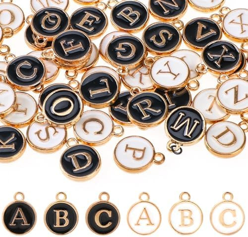 104 PCS Letter Charms for Jewelry Making - Double Sided Alphabet & Initial Charms for Necklace & ... | Amazon (US)