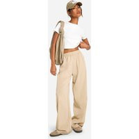 Womens Nylon Wide Leg Trouser - Beige - 2 | boohoo (US & Canada)