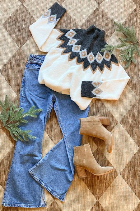 Flare jeans. Sweater. Outfit idea. Winter outfits. Cyber Monday deals. Boots. 

#LTKGiftGuide #LTKSeasonal #LTKxAF
