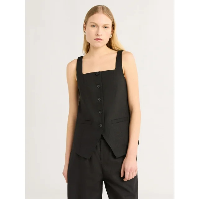 Scoop Women's and Women's Plus Linen Blend Longline Vest, Sizes XS-4X | Walmart (US)
