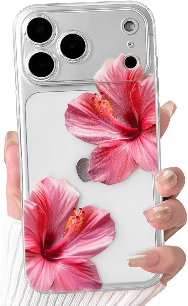 NITITOP Compatible for iPhone 17 Pro Max Case Clear Cute Hibiscus Flower Floral Pattern for Women... | Amazon (US)