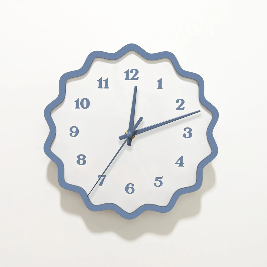 Fluted Geometric Acrylic Wall Clock With Numbers - Slate and White - Etsy | Etsy (US)