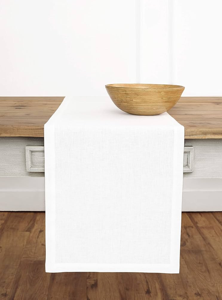 Solino Home Linen Table Runner – White, Fete, 14 x 36 Inches – 100% Pure Linen Table Runner f... | Amazon (US)