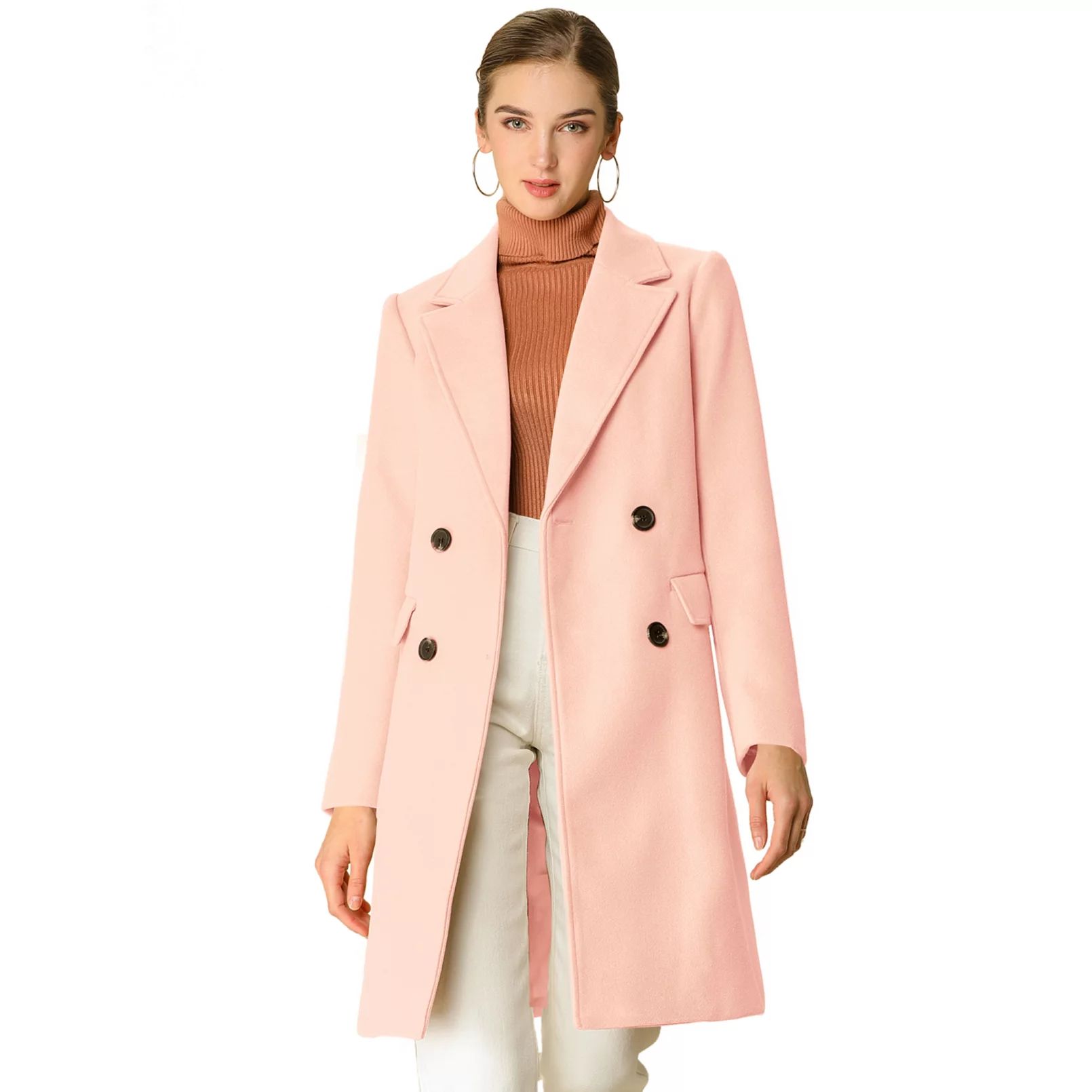 Women's Notch Lapel Double Breasted Belted Mid Length Trenchcoat | Kohl's