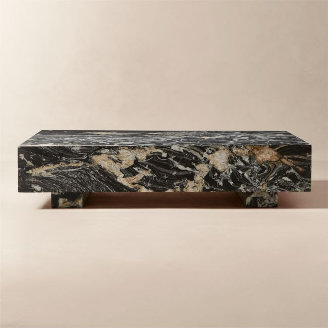 Enyo 55"" Rectangular Black Marble Coffee Table | CB2