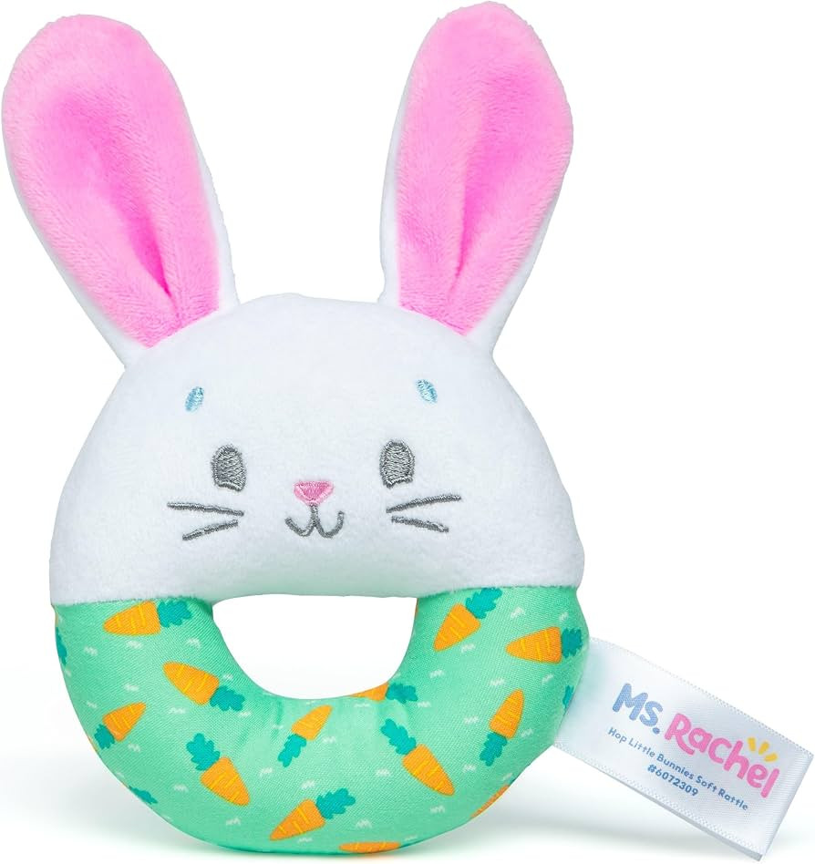 Hop Little Bunnies Soft Rattle Toy, Baby Teething Toys with Plush Bunny Cover, Toddler Toys for G... | Amazon (US)