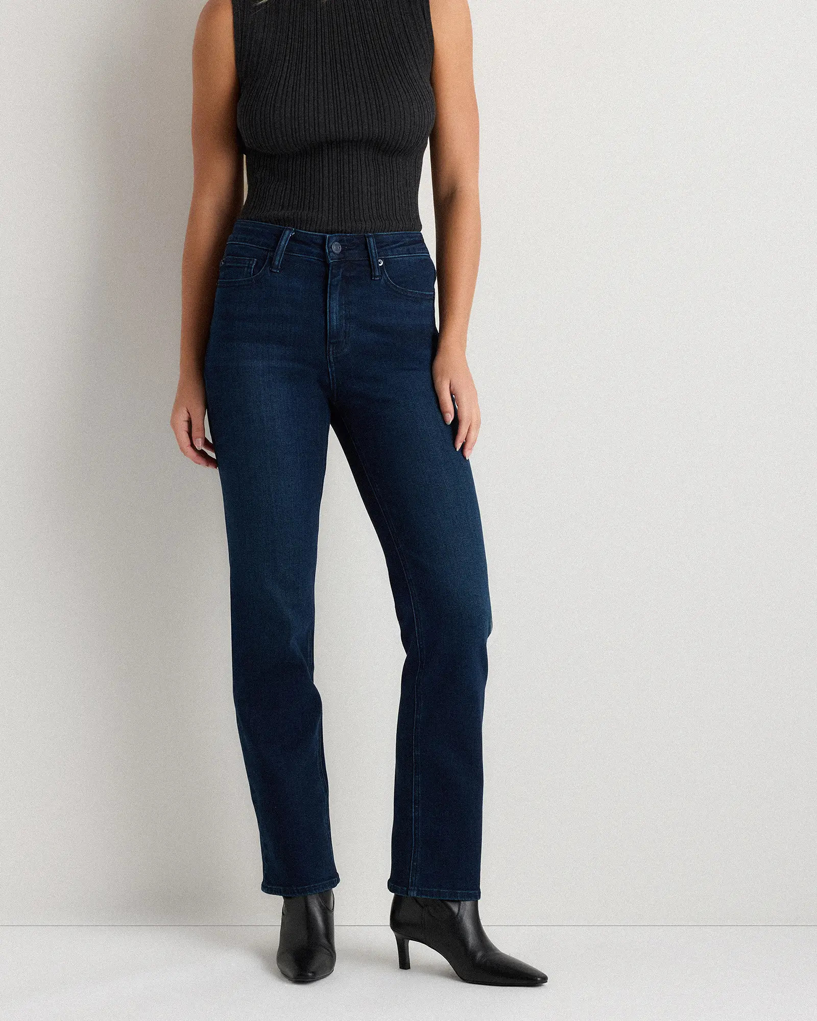 Bella Stretch Straight Jeans in Deep Sea Blue | Quince