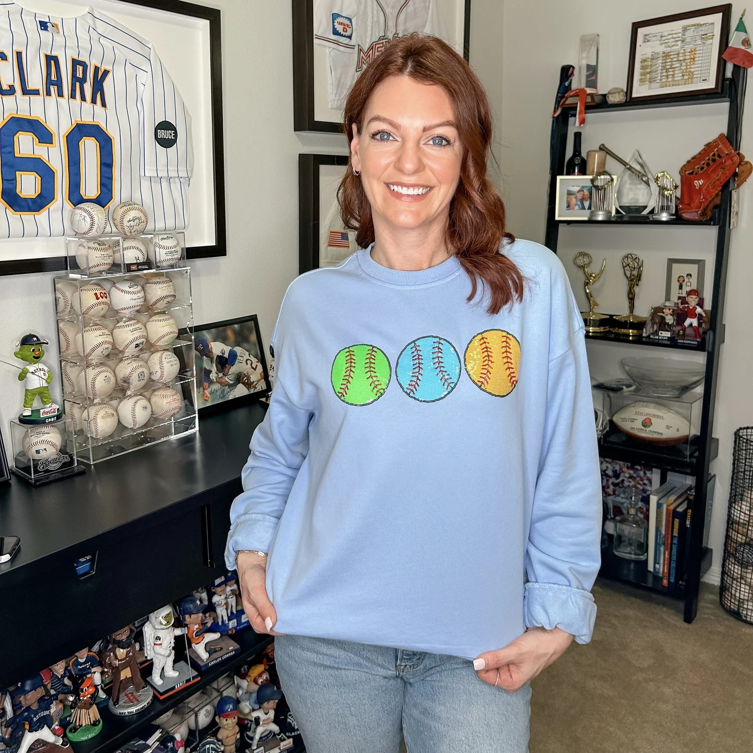 Colorful Sequin Baseball Sweatshirt — Julia Morales | Shop Baseball, Y'all