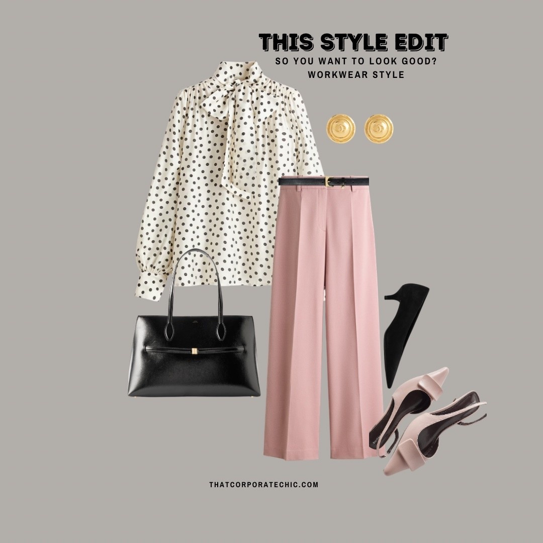 work outfits - polka dot blouse plus pink trousers for the office

#officestyle #workwear 

#LTKworkwear #LTKstyletip #LTKspring