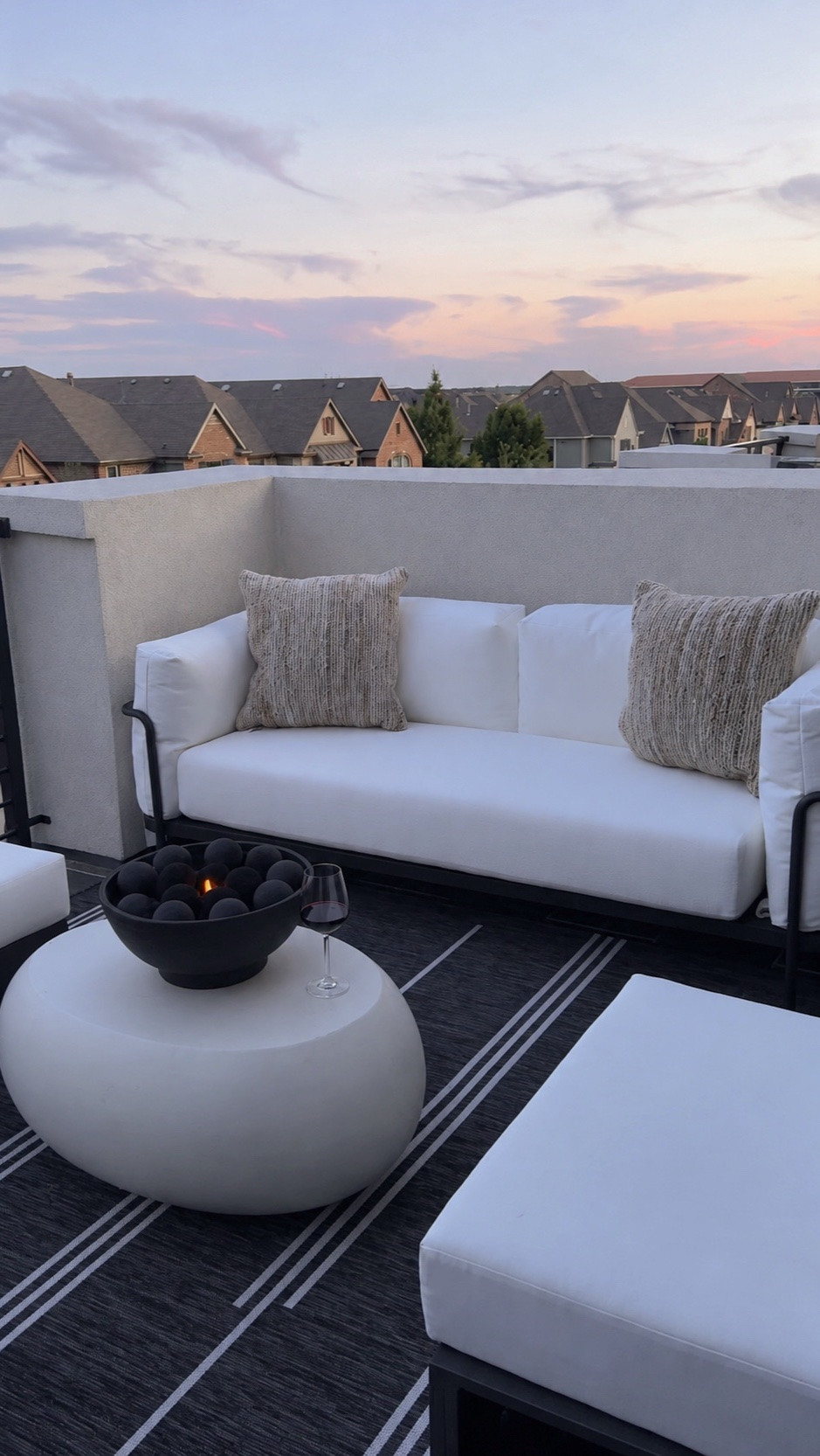 Linking my favorite outdoor pieces to create a cozy little getaway at home — patio seating, neutral pillows, outdoor rug, tabletop fire bowl, and all the moody patio vibes.#LTKFinds #LTKStyleTip #OutdoorLiving #PatioDecor #PatioInspo #SkyLounge #RooftopPatio #ModernPatio #NeutralHome #CozyHome #OutdoorDecor #HomeDecorFinds #StaycationStyle #SummerPatio

#LTKHome #LTKHome