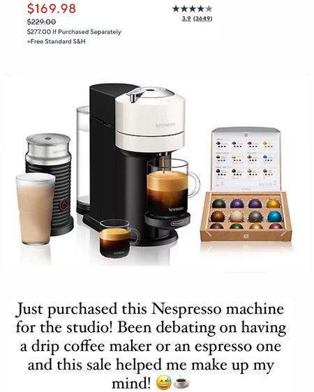 Nespresso machine and frother plus pods on a super sale right now! Use code HELLO20 for $40 off your first order! 

#LTKsalealert #LTKhome