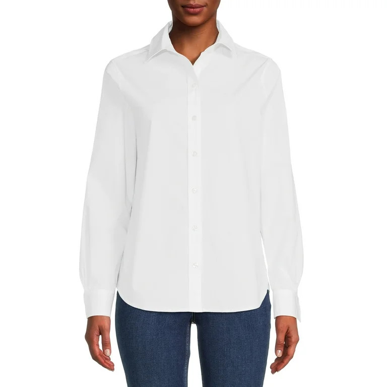 Blu White Blu Women's June Solid Button-Down Shirt | Walmart (US)