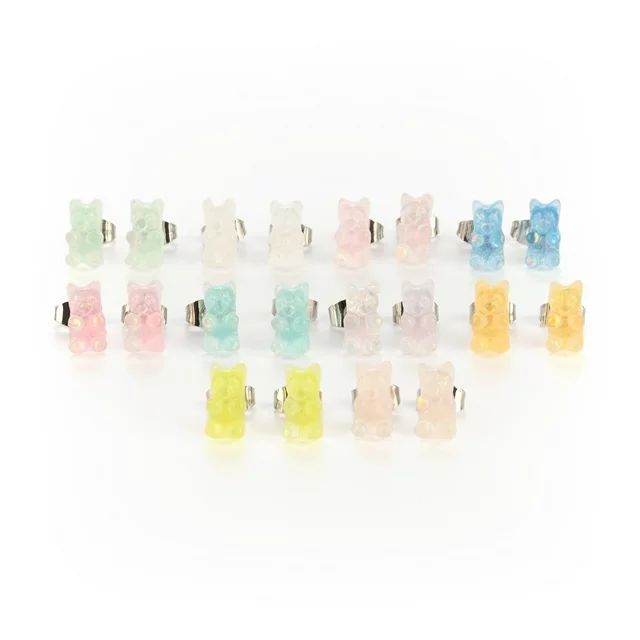 Claire's Girls Teen Pastel Gummy Bears Stud Earrings Set, No Gemstone, 10-Pack | Walmart (US)