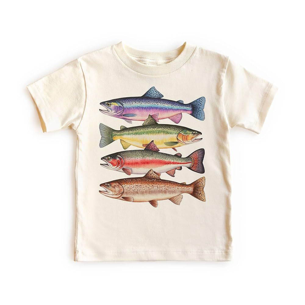 Abstract Colorful Rainbow Trout Shirt - Kids Fishing Trip With Dad Outfit - Cute Lake Fish Specie... | Amazon (US)