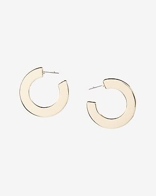 Express Womens Wide Flat Hoop Earrings Gold Women's  Gold | Express