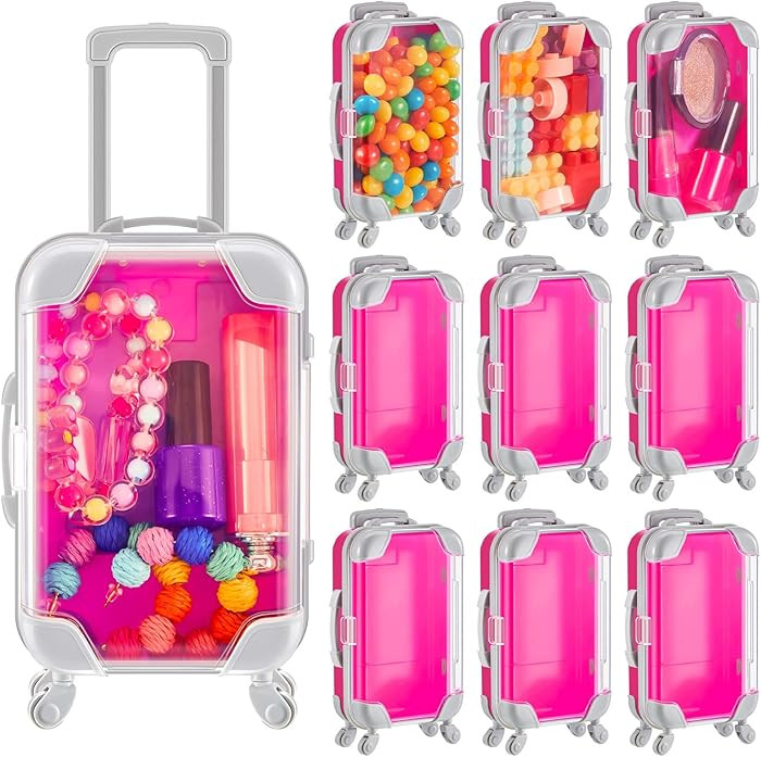 Juexica 12 Pack Mini Suitcase Party Favor Gift Box, Valentine Hot Pink Cute Mini Plastic Box Lugg... | Amazon (US)