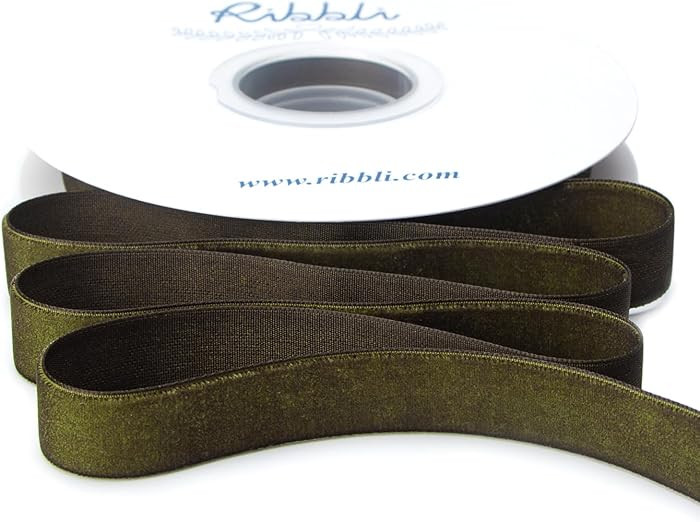 Ribbli Polyester Moss Green Velvet Ribbon,5/8 Inches Continuous10-Yard Spool,Christmas Ribbon for... | Amazon (US)