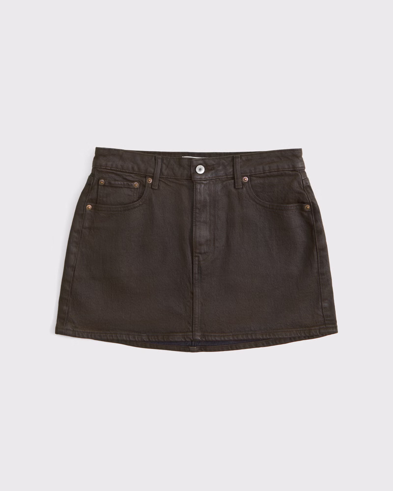 Curve Love Mid Rise Denim Mini Skirt | Abercrombie & Fitch (US)