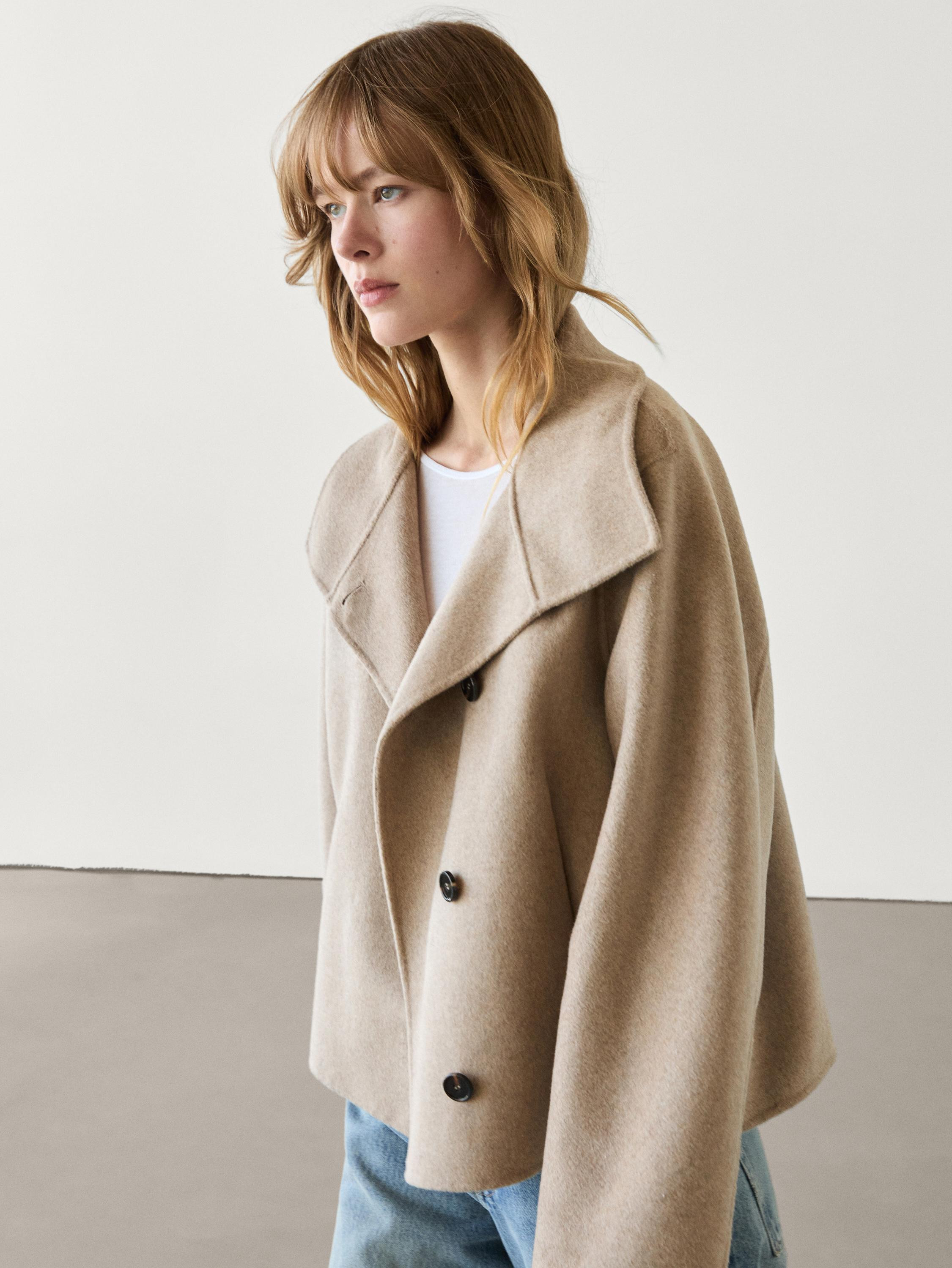 Short high neck wool blend coat | Massimo Dutti US