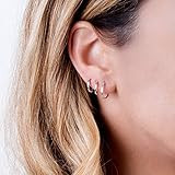 Sterling Silver Small Hoop Earrings - Designer Handmade 14mm Minimal Pair of Hoops | Amazon (US)