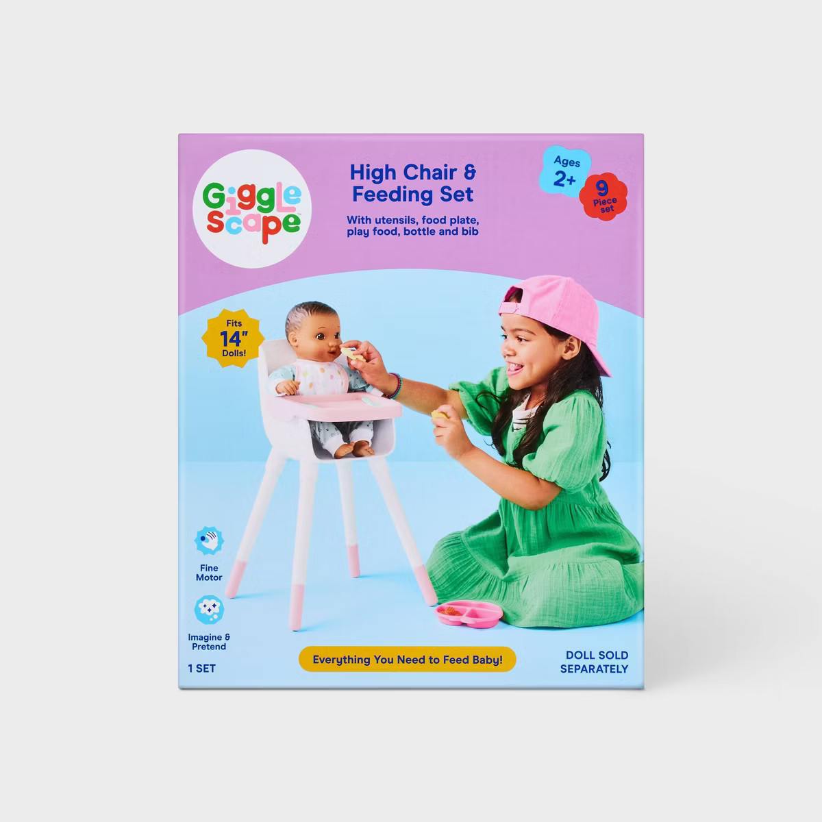 High Chair and Feeding Set - Gigglescape™: Baby Doll Accessories with Bib, Play Food, Bottle, a... | Target