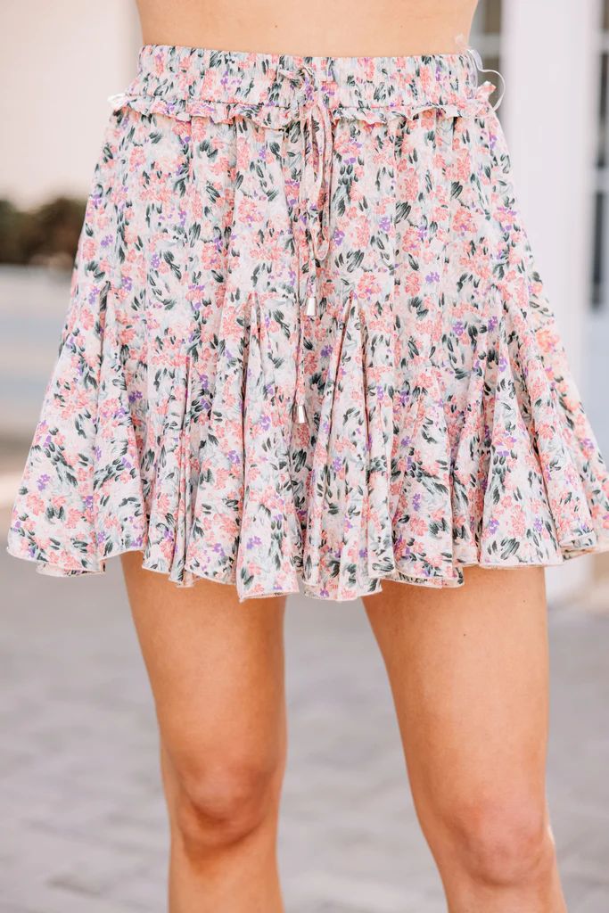 Feeling Connected Coral Pink Ditsy Floral Skort | The Mint Julep Boutique