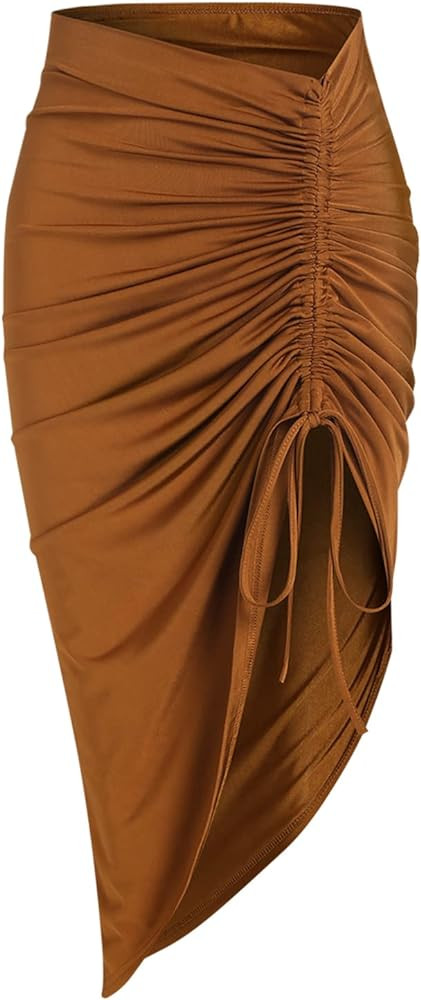 ZAFUL Women's Boho Skirt Asymmetrical Skirts Tied Floral Paisley Printed High Waist Ruched Skirts... | Amazon (US)