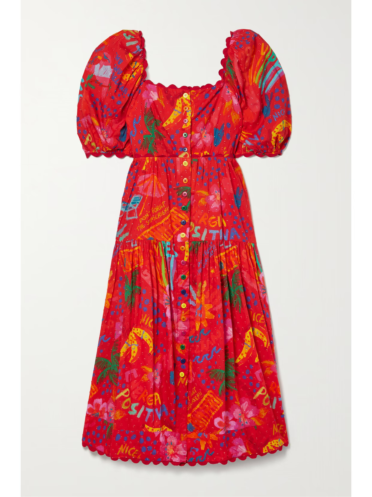 Farm Rio - Gathered Printed Fil Coupé Cotton-voile Midi Dress - large | NET-A-PORTER (US)