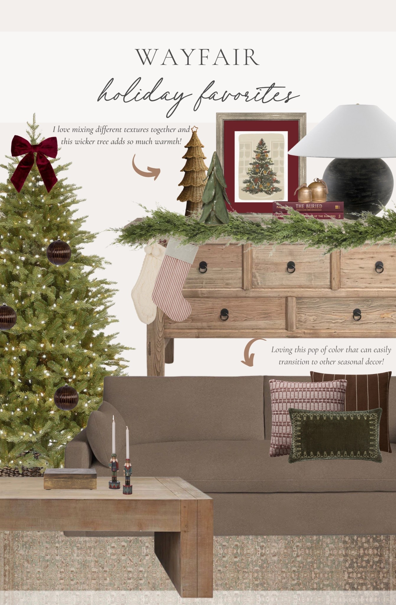 Rounding up some of my favorite holiday items from @wayfair! While leaning into a more moody, collected style, I’ve sourced some of the best timeless pieces mixed with my favorite furniture staples for a refreshed and timeless holiday look this season.

#wayfair #wintheseason #wayfairpartner

Home finds, neutral home inspo, holiday home style, collected style, faux Christmas tree, sideboard details, sofa favorites, vintage style area rug, table lamp, Christmas decor, cozy throw pillow, candle holder Christmas ornament, brass bells, tree decor, Wayfair, shop the look!

#LTKSeasonal #LTKHome #LTKStyleTip