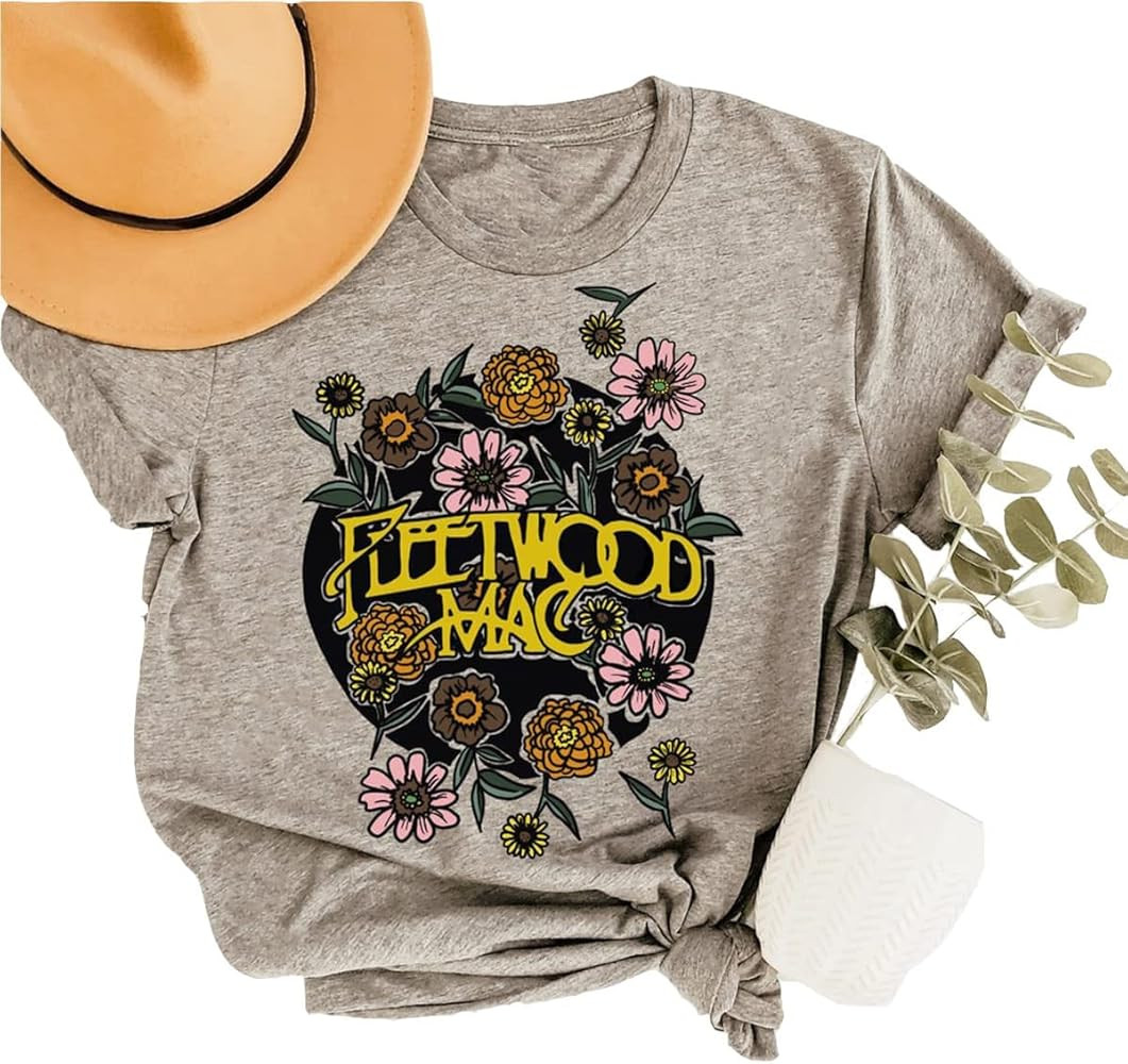 Vintage Bleached Rock Band T-Shirt for Women Funny Vintage Graphic Tee Shirts Casual Short Sleeve... | Amazon (US)