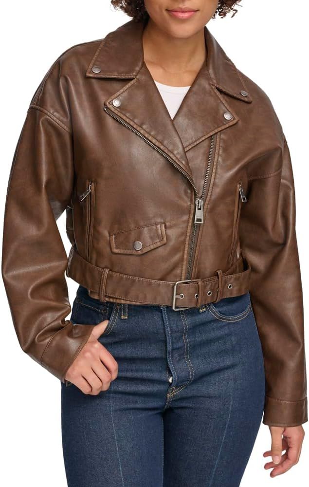 Levi's Women's Faux Leather Cropped Moto Jacket | Amazon (US)