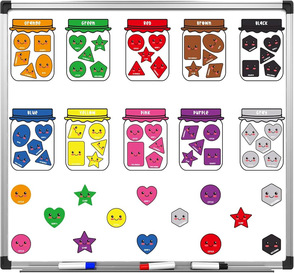 10 Packs Shape & Color Recognition Magnetic Sorting Set for Toddlers Educational Magnet Color Sha... | Amazon (US)