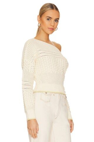 Tularosa Razon Off Shoulder Pointelle Sweater in Ivory from Revolve.com | Revolve Clothing (Global)