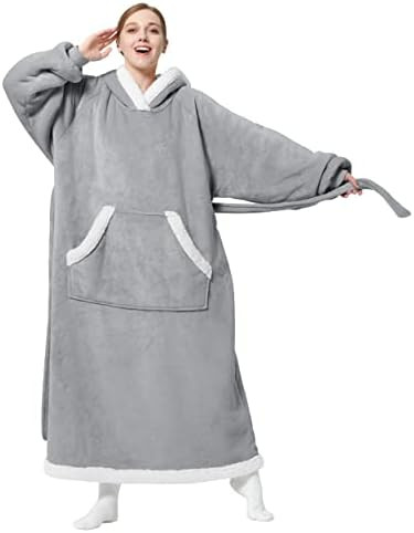 Bedsure Ovesized Wearable Blanket Hoodie, Long Sherpa Fleece Blanket Sweatshirt, with Warm Big Ho... | Amazon (US)
