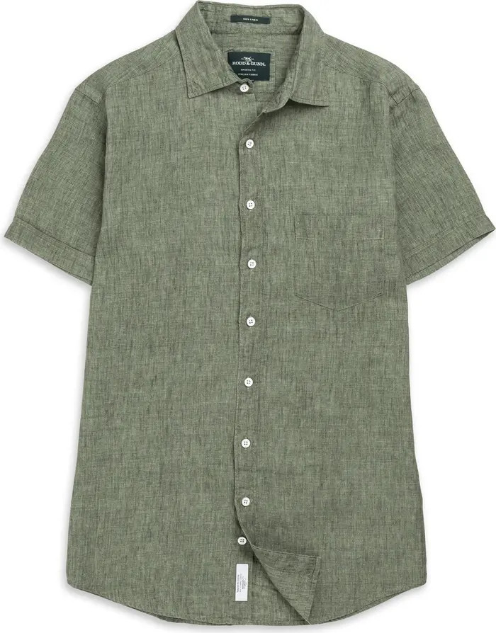 Palm Beach Sports Fit Short Sleeve Linen Button-Up Shirt | Nordstrom