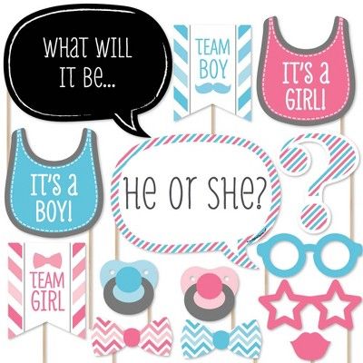Big Dot of Happiness Chevron Baby Gender Reveal - Photo Booth Props Kit - 20 Count | Target