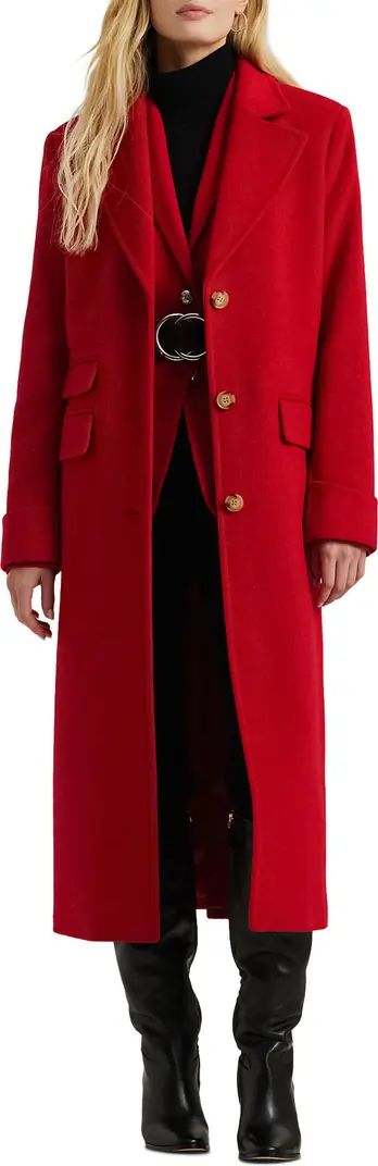 Lauren Ralph Lauren Longline Wool Blend Reefer Coat | Nordstrom | Nordstrom