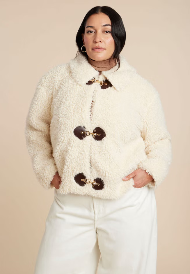 Teddy Fur Coat With Buckles | Eloquii