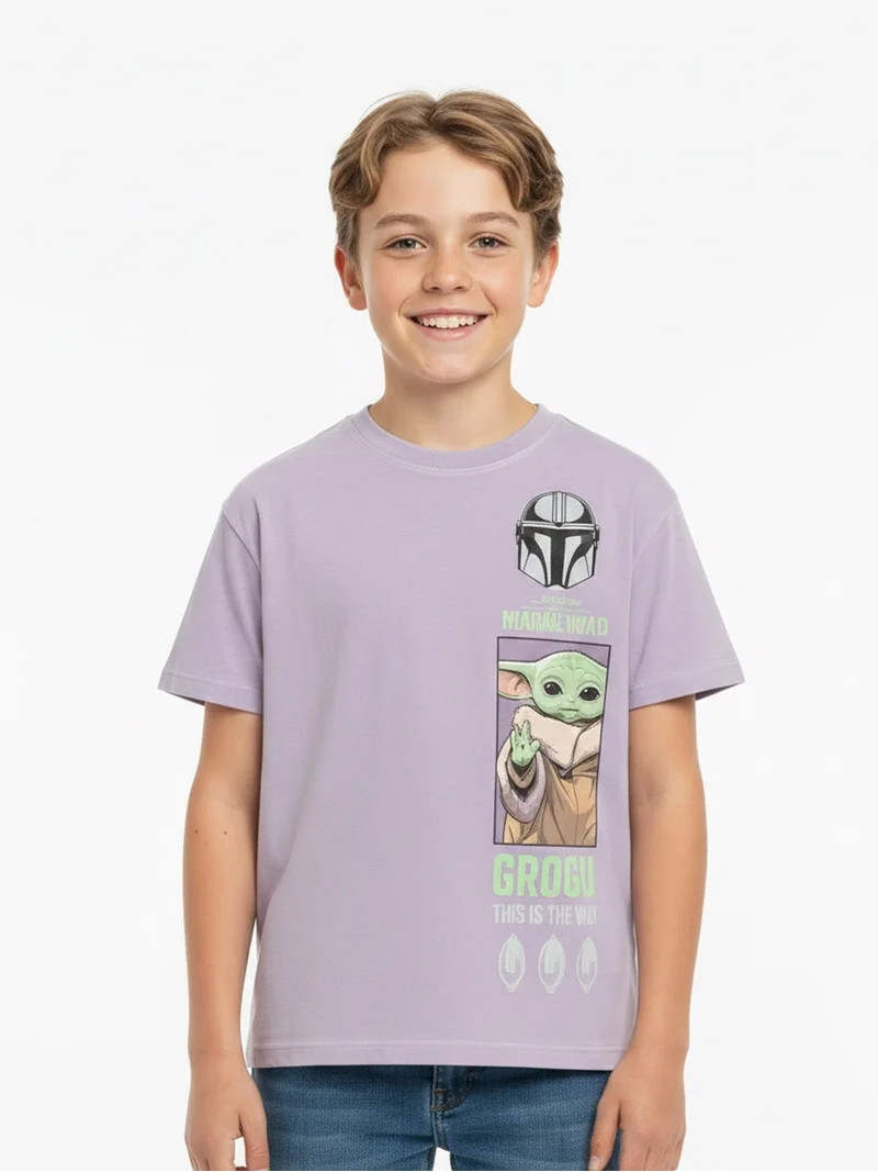 Star Wars, Boys' Relaxed Mineral Wash Graphic T-Shirt, Grogu & Mando, Sizes 4-18 | Walmart (US)