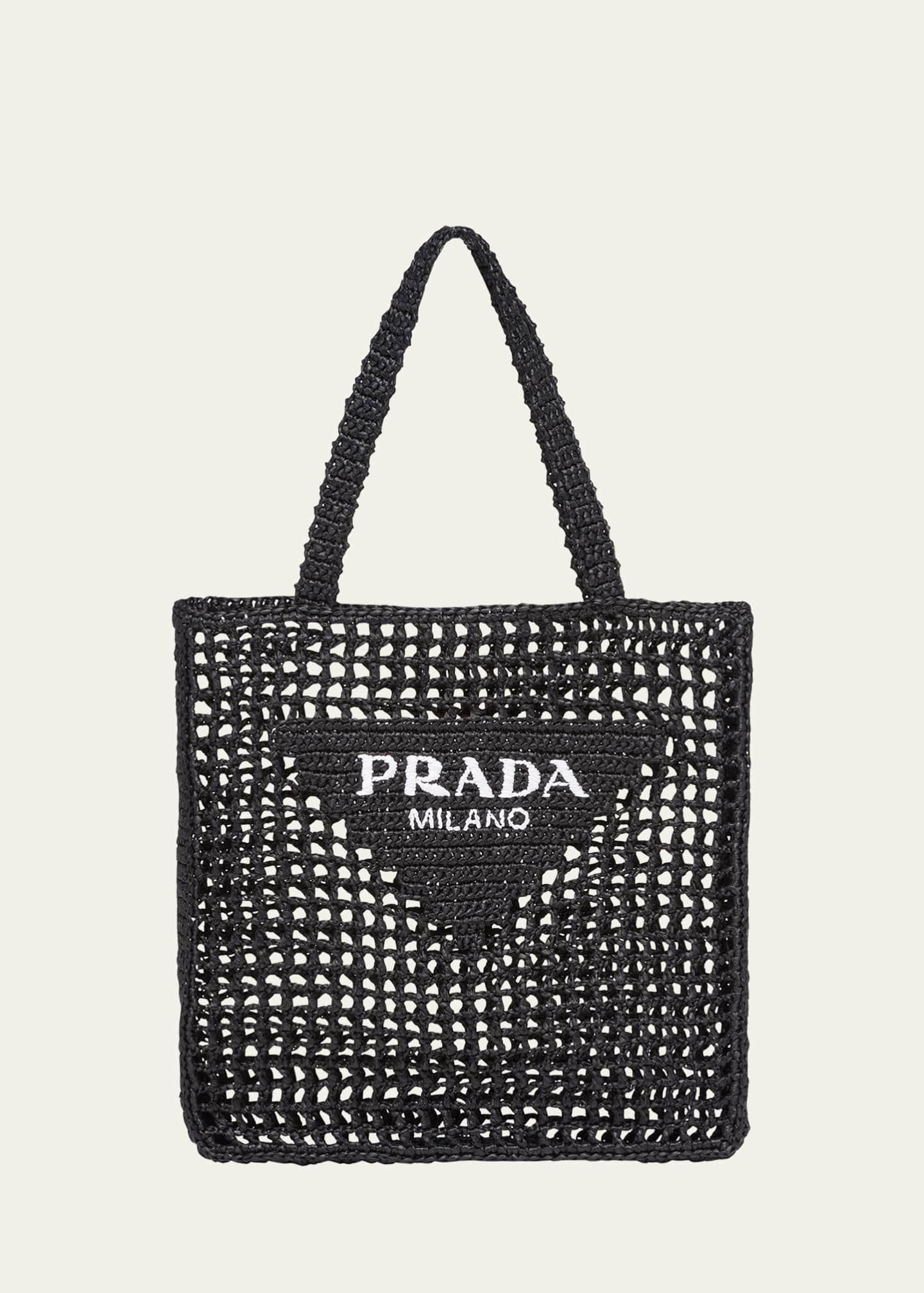 Prada Bicolor Woven Logo Shopper Tote Bag | Bergdorf Goodman