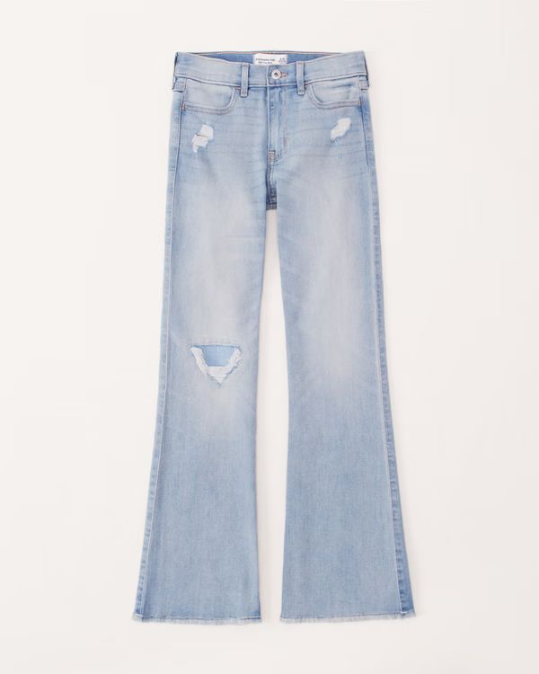 girls high rise flare jeans | girls bottoms | Abercrombie.com | Abercrombie & Fitch (US)